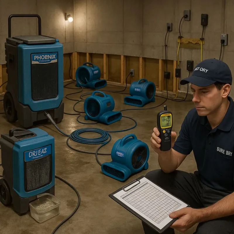 Structural Drying and Dehumidification process in Fox Island, WA